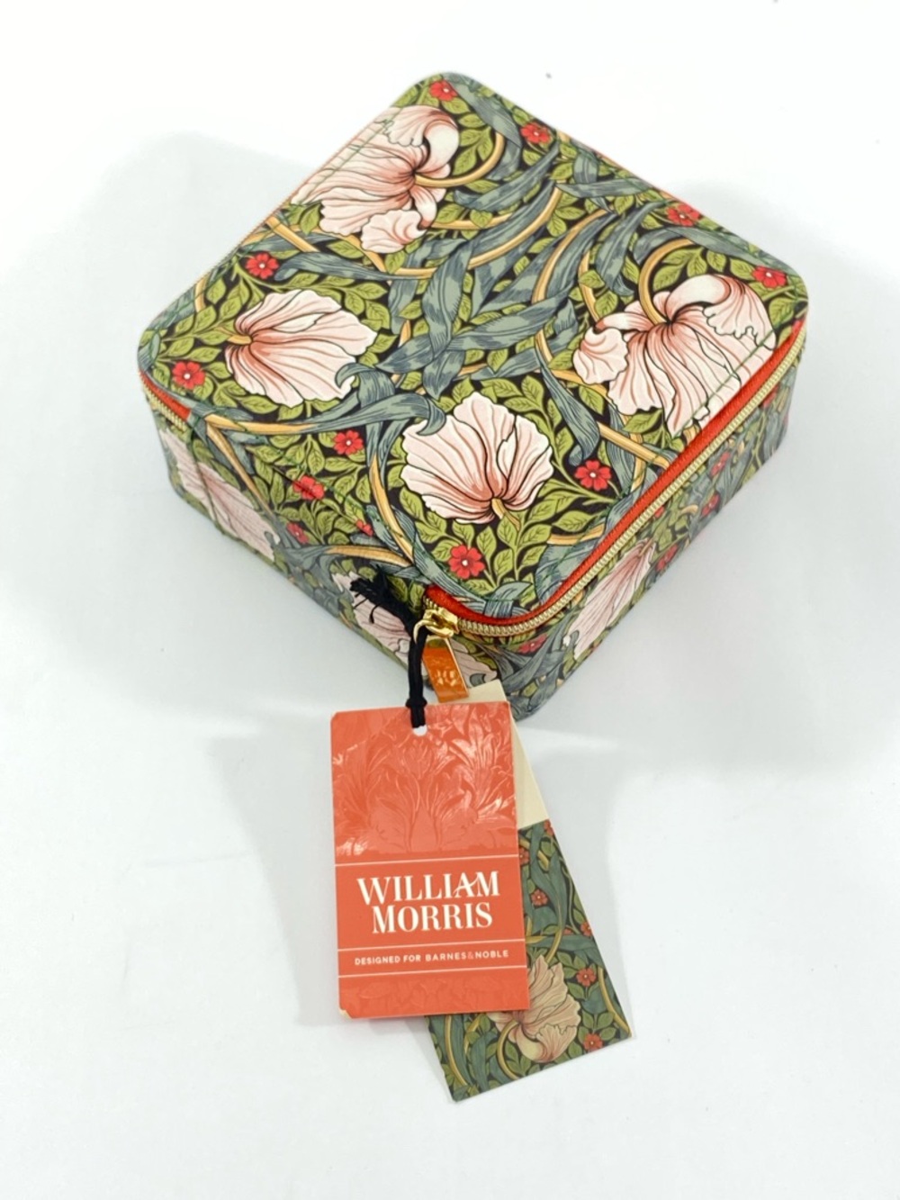William Morris Women’s Pimpernel Jewelry Case Floral Green Pink Red Zipper NWT